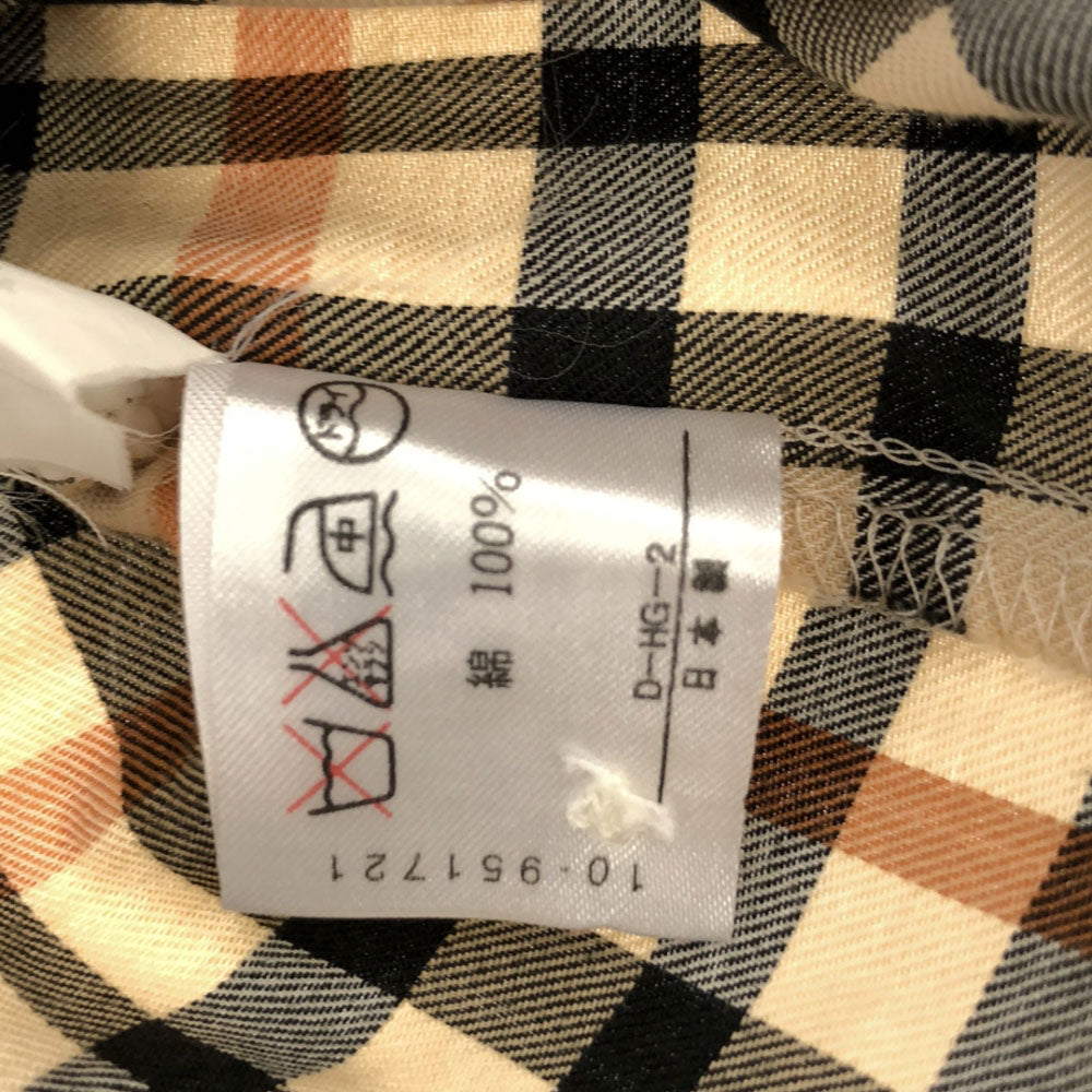 ダックス 90s 日本製 チェック 長袖 コットンシャツ 7R ベージュ DAKS 肩パット オールド レディース