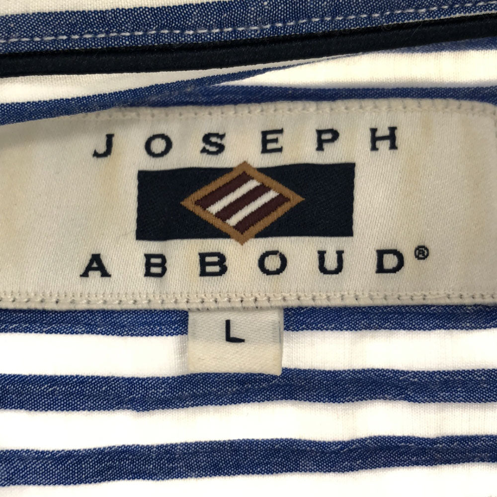 ジョセフアブード ストライプ 長袖 ボタンダウンシャツ L ホワイト×ネイビー JOSEPH ABBOUD メンズ