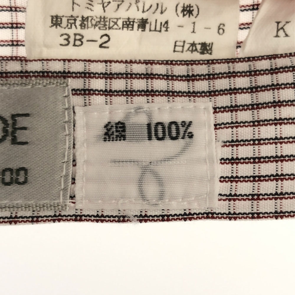 Burberrys バーバリーズ 日本製 チェック 長袖 コットンシャツ S ホワイト×レッド系 メンズ