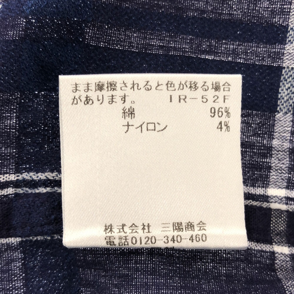 ブラックレーベルクレストブリッジ 三陽商会 チェック ロゴ刺繍 半袖 シャツ L ネイビー BLACK LABEL CRESTBRIDGE メンズ