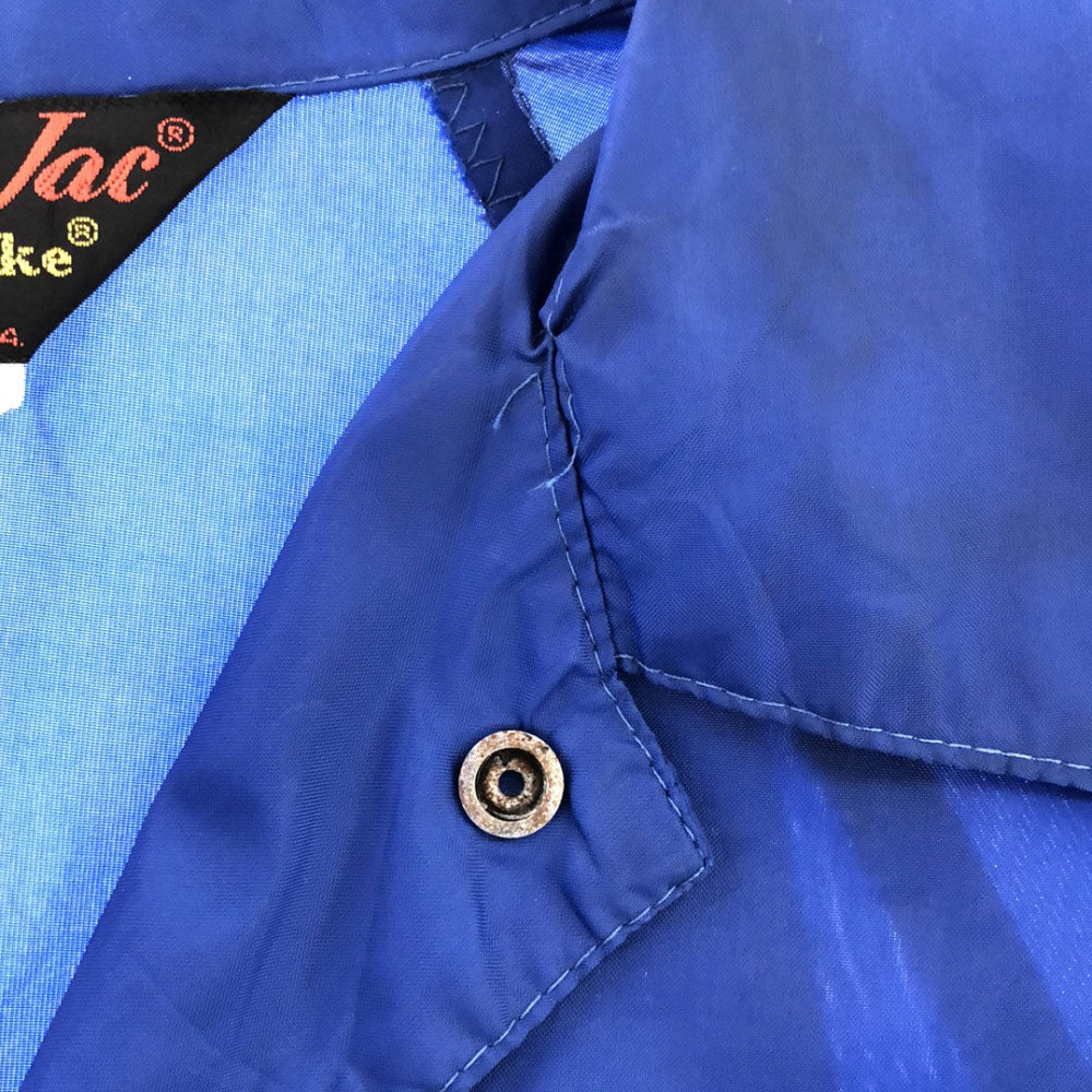 Pla-Jac プラジャック 70s USA製 プリント 刺繍 ワッペン ナイロン コーチジャケット M ブルー オールド ヴィンテージ メンズ