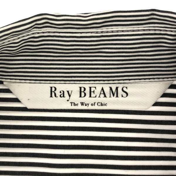 レイビームス ストライプ 長袖 シャツワンピース ブラック×ホワイト Ray Beams The Way of Chic レディース