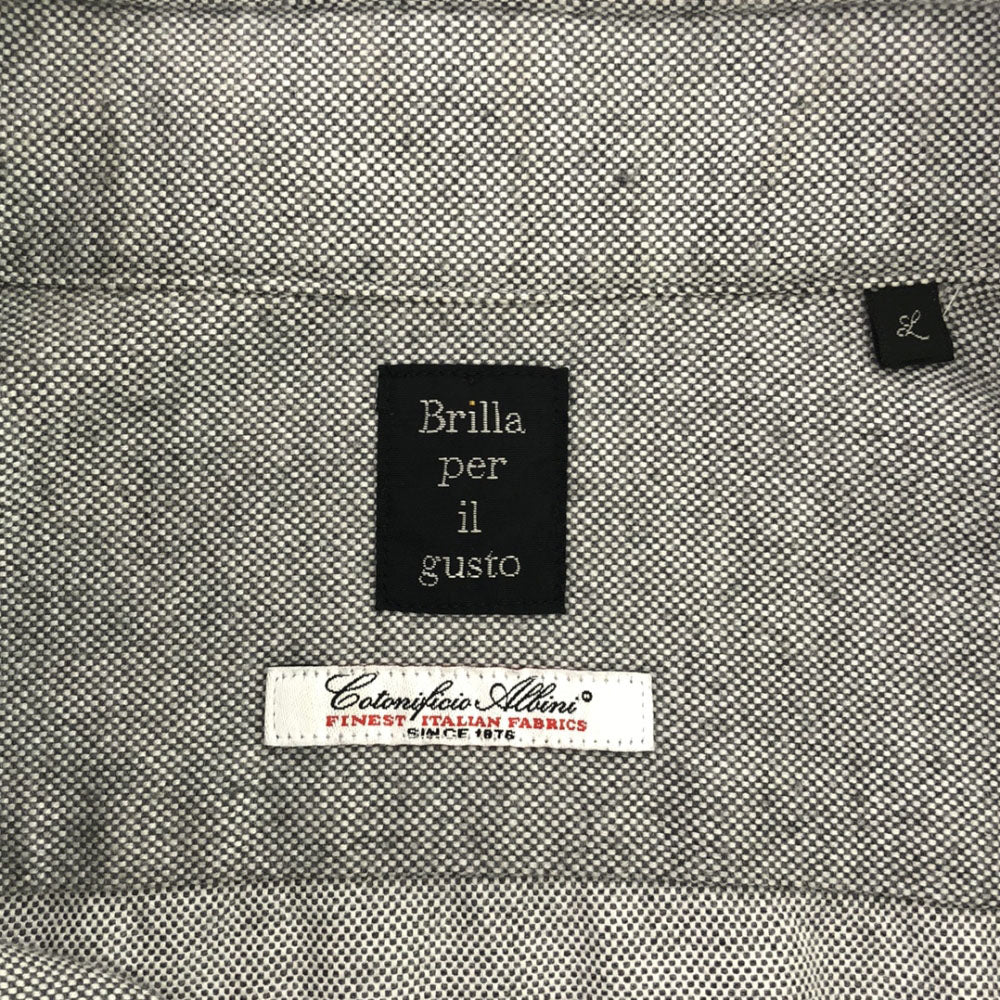 ブリッラ ぺル イル グスト 日本製 長袖 コットンシャツ L ライトグレー Brilla per il gusto メンズ