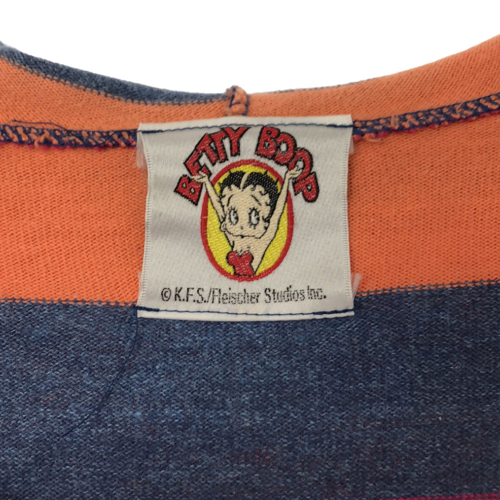 ベティーブープ 90s 日本製 ボーダー プリント 長袖 ジップパーカー BETTY BOOP オールド レディース