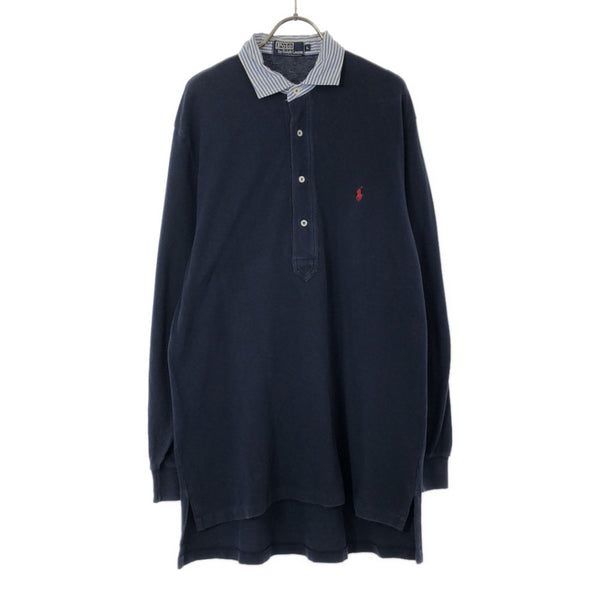 ポロバイラルフローレン 長袖 ポロシャツ L ネイビー Polo by Ralph Lauren 鹿の子 メンズ