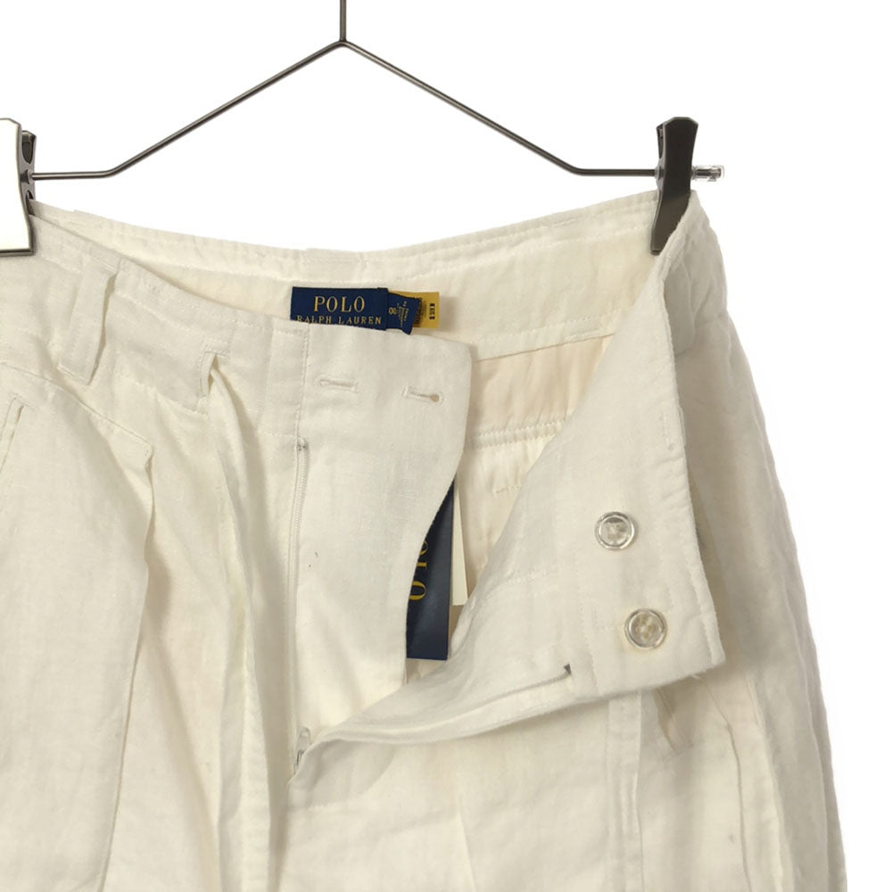 未使用 ポロラルフローレン リネン ショートパンツ 0 ホワイト POLO RALPH LAUREN タグ付き レディース