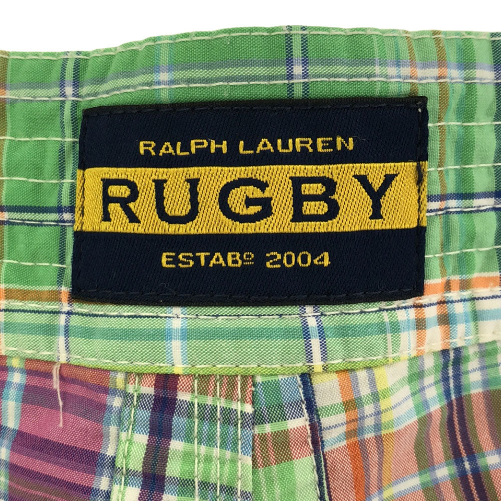 RALPH LAUREN RUGBY ラルフローレン ラグビー チェック パッチワーク ショートパンツ W34 サーフパンツ メンズ