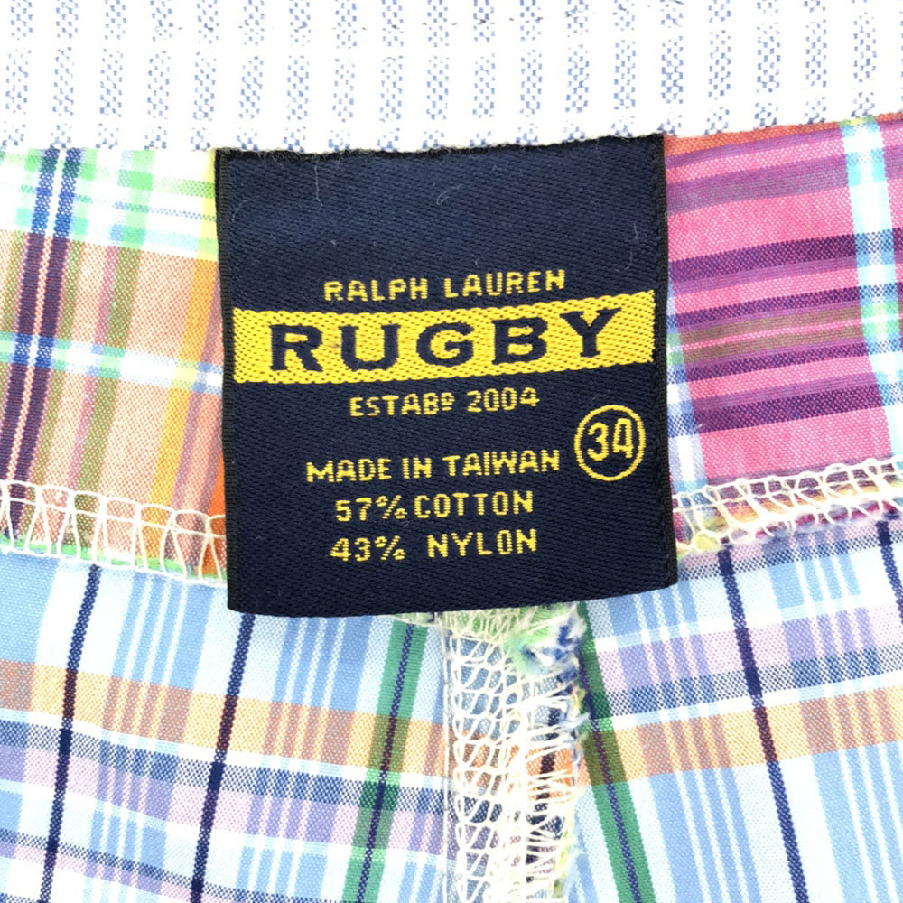 RALPH LAUREN RUGBY ラルフローレン ラグビー チェック パッチワーク ショートパンツ W34 サーフパンツ メンズ