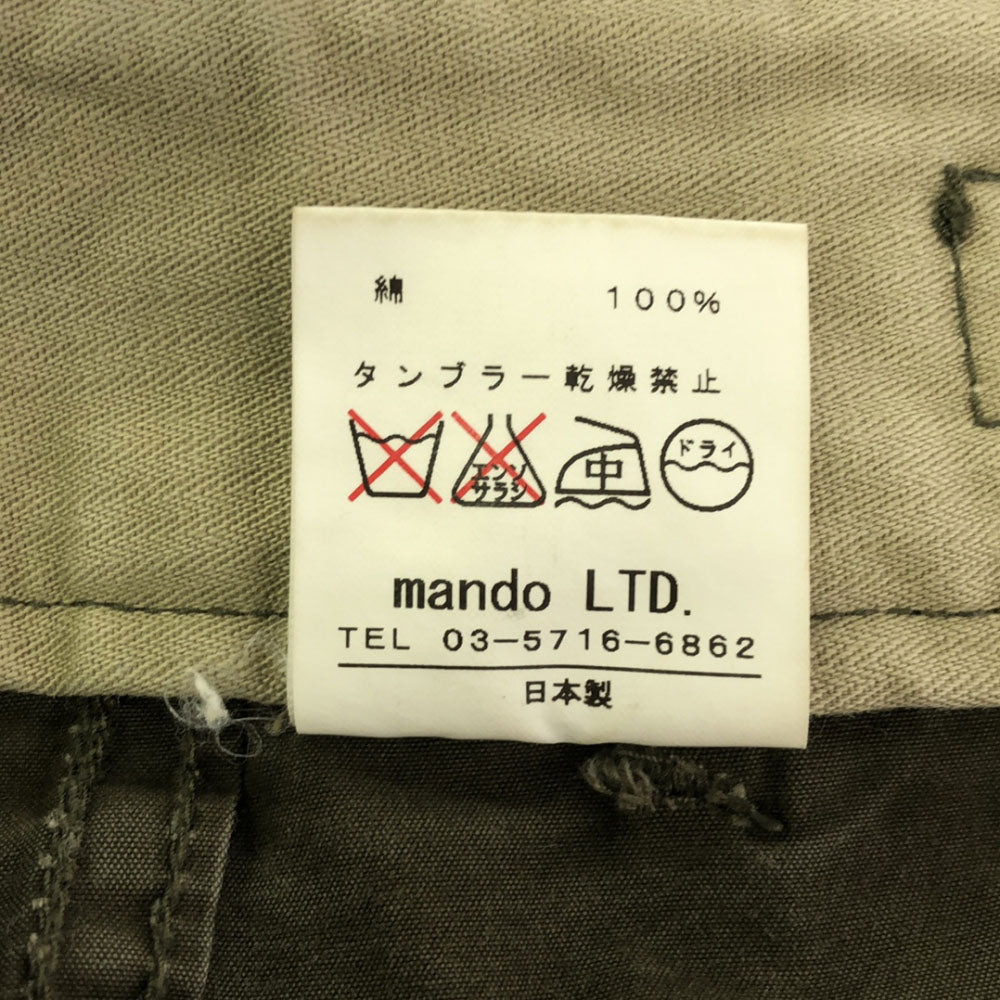Mando マンド 日本製 ミリタリー カーゴショートパンツ 38 カーキ ボタンフライ メンズ