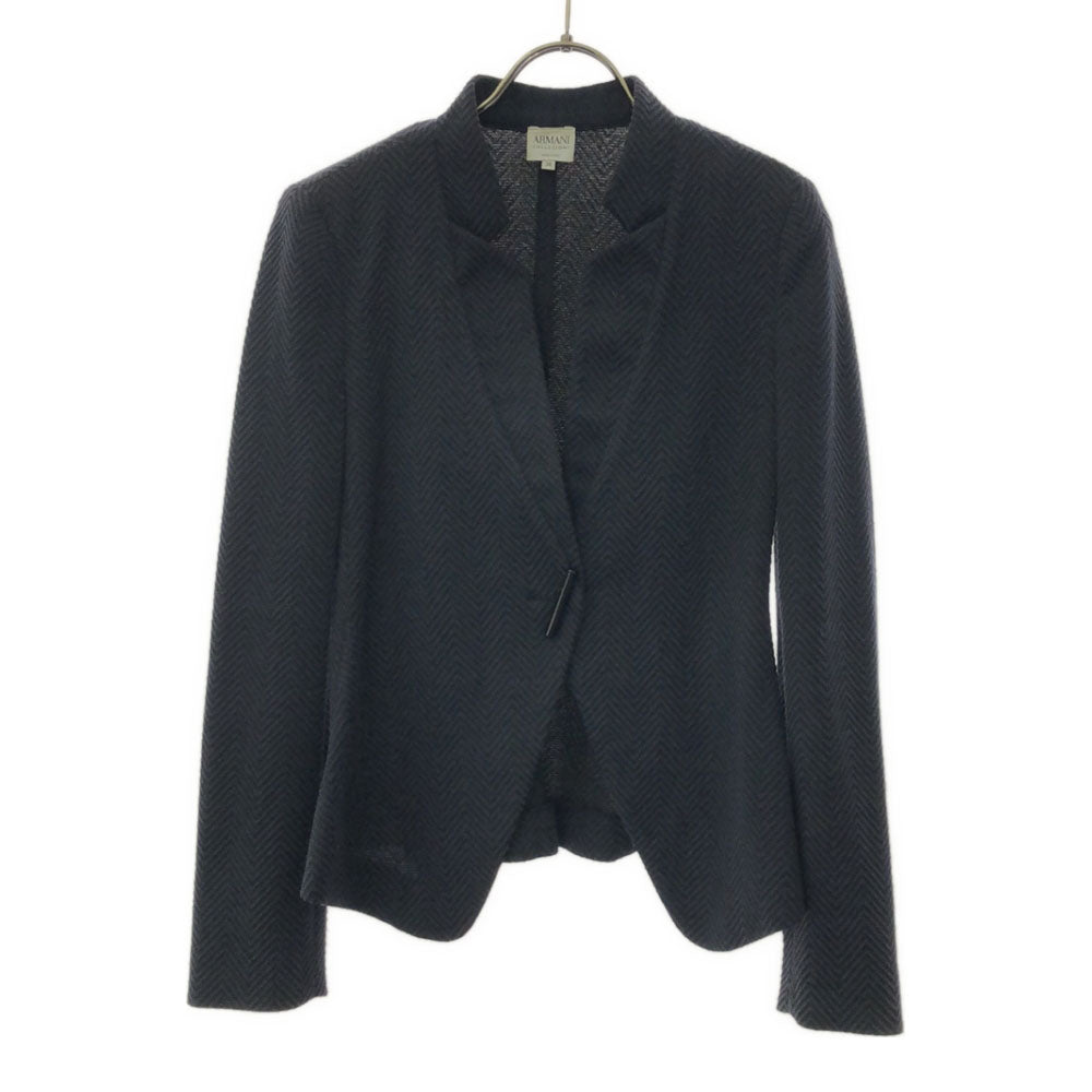 ARMANI COLLEZIONI アルマーニ コレツィオーニ イタリア製 ヘンリボーン柄 テーラードジャケット 38 ブラック×ネイビー レディース