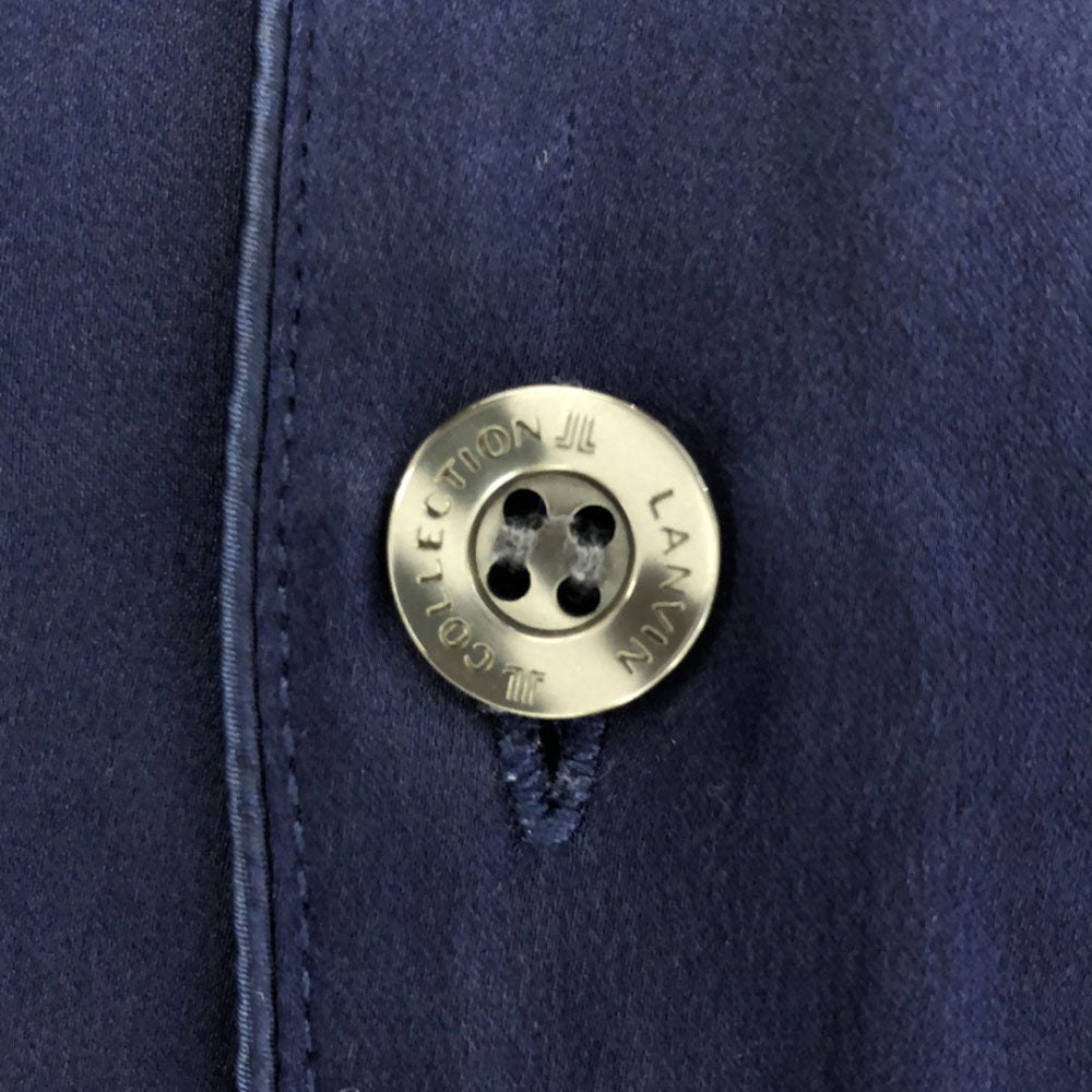 LANVIN LA COLLECTION ランバンコレクション シルク 長袖 ルームウェア M ネイビー パジャマ メンズ