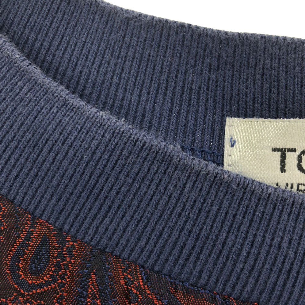 TOGA ARCHIVES トーガアーカイブス 日本製 ペイズリー柄 長袖 切替 カットソー 48 ブルー×レッド メンズ