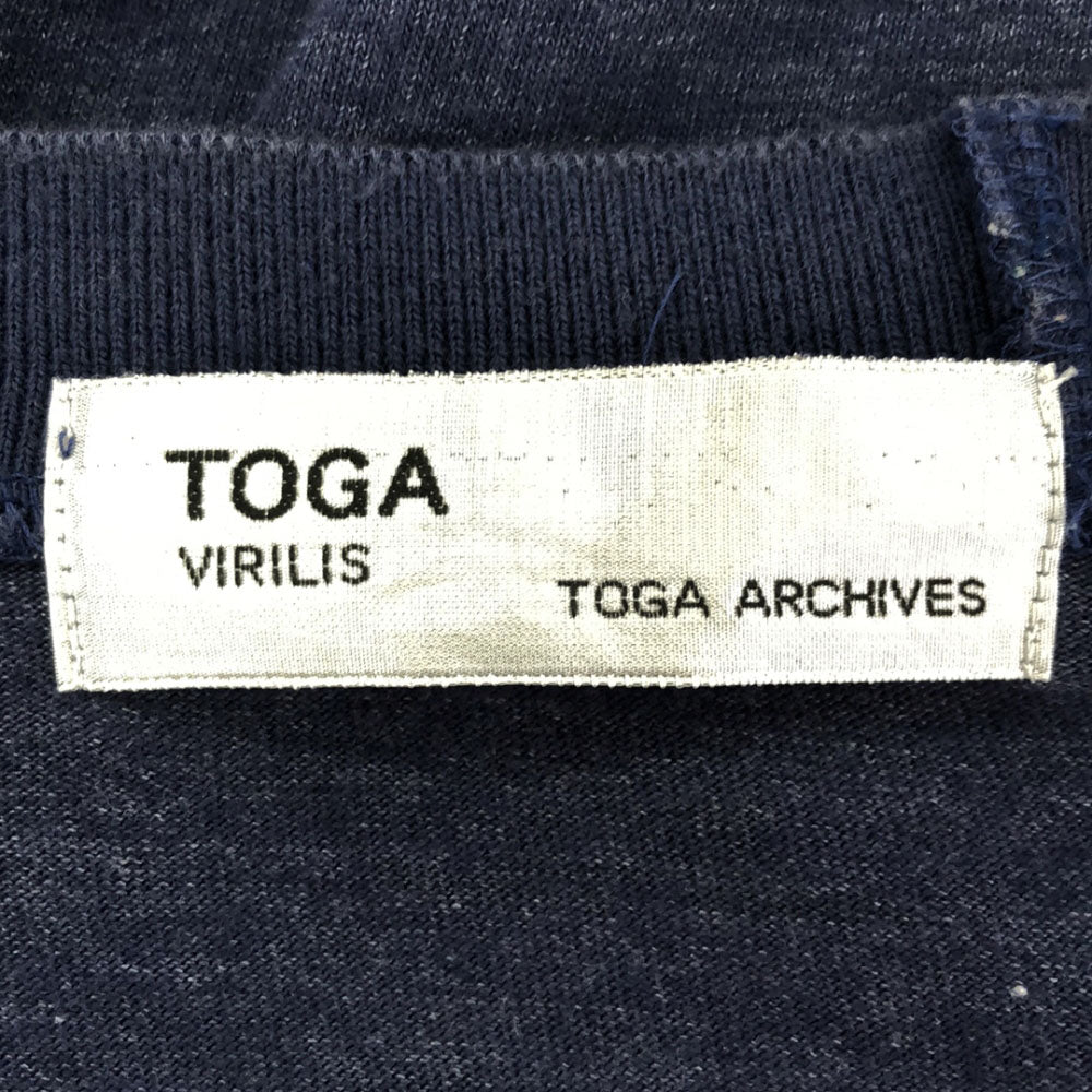 TOGA ARCHIVES トーガアーカイブス 日本製 ペイズリー柄 長袖 切替 カットソー 48 ブルー×レッド メンズ
