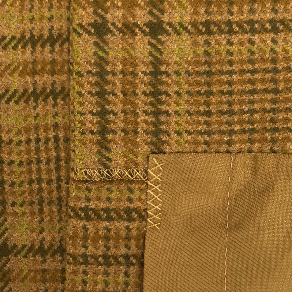 GIVENCHY GLAMOUR ジバンシー グラマー 90s カシミヤブレンド チェック ミモレ丈スカート 15 ライトブラウン系 サイドジップ 裏地付 フロントスリット オールド ヴィンテージ レディース