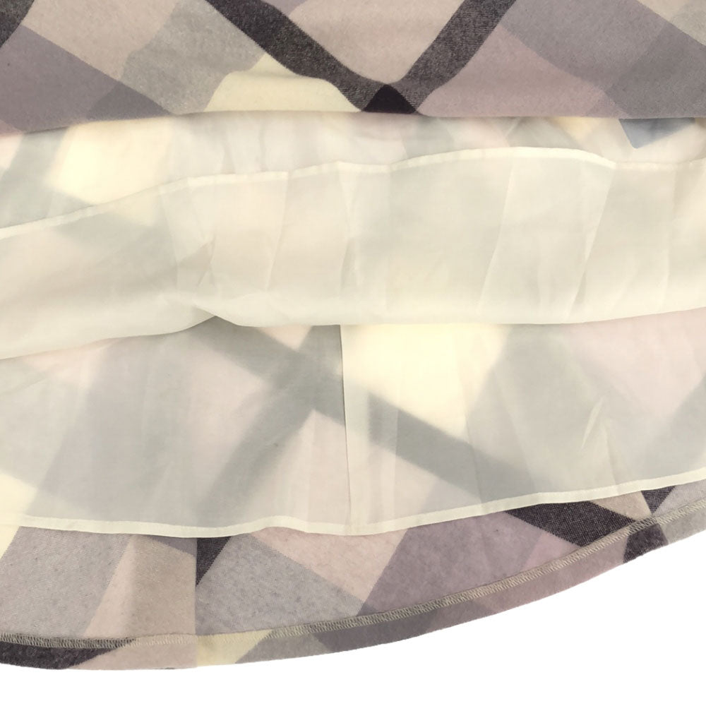 未使用 ブルーレーベルクレストブリッジ 日本製 三陽商会 ミディ丈 フレアスカート 38 パープル系 BLUE LABEL CRESTBRIDGE タグ付き サイドジップ 裏地付き レディース