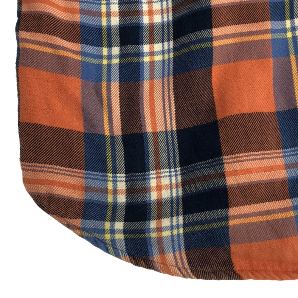 Polo by Ralph Lauren ポロバイラルフローレン チェック 長袖 切替 コットンシャツ XS オレンジ×ブルー メンズ