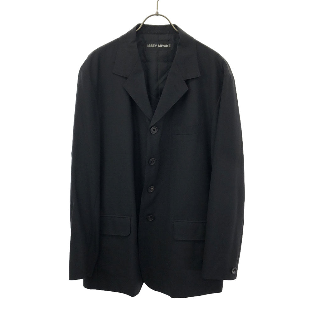 ISSEY MIYAKE イッセイミヤケ 日本製 ウールブレンド テーラードジャケット 2 ブラック メンズ