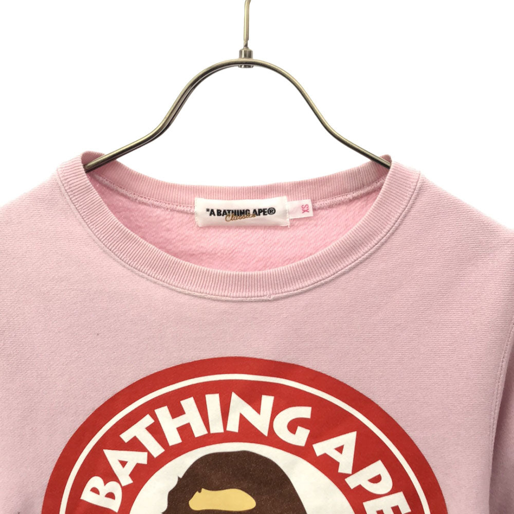 アベイシングエイプ 日本製 プリント 長袖 トレーナー XS ピンク A BATHING APE スウェット レディース