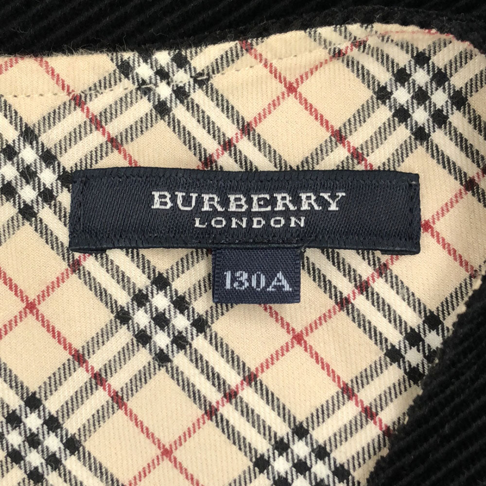 バーバリーロンドン 三陽商会 ノースリーブ ワンピース 130 ブラック BURBERRY LONDON コーデュロイ ベルト付き バックジップ キッズ