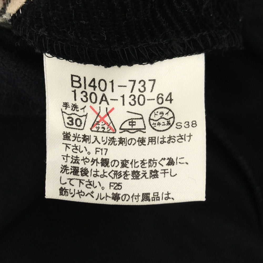 バーバリーロンドン 三陽商会 ノースリーブ ワンピース 130 ブラック BURBERRY LONDON コーデュロイ ベルト付き バックジップ キッズ