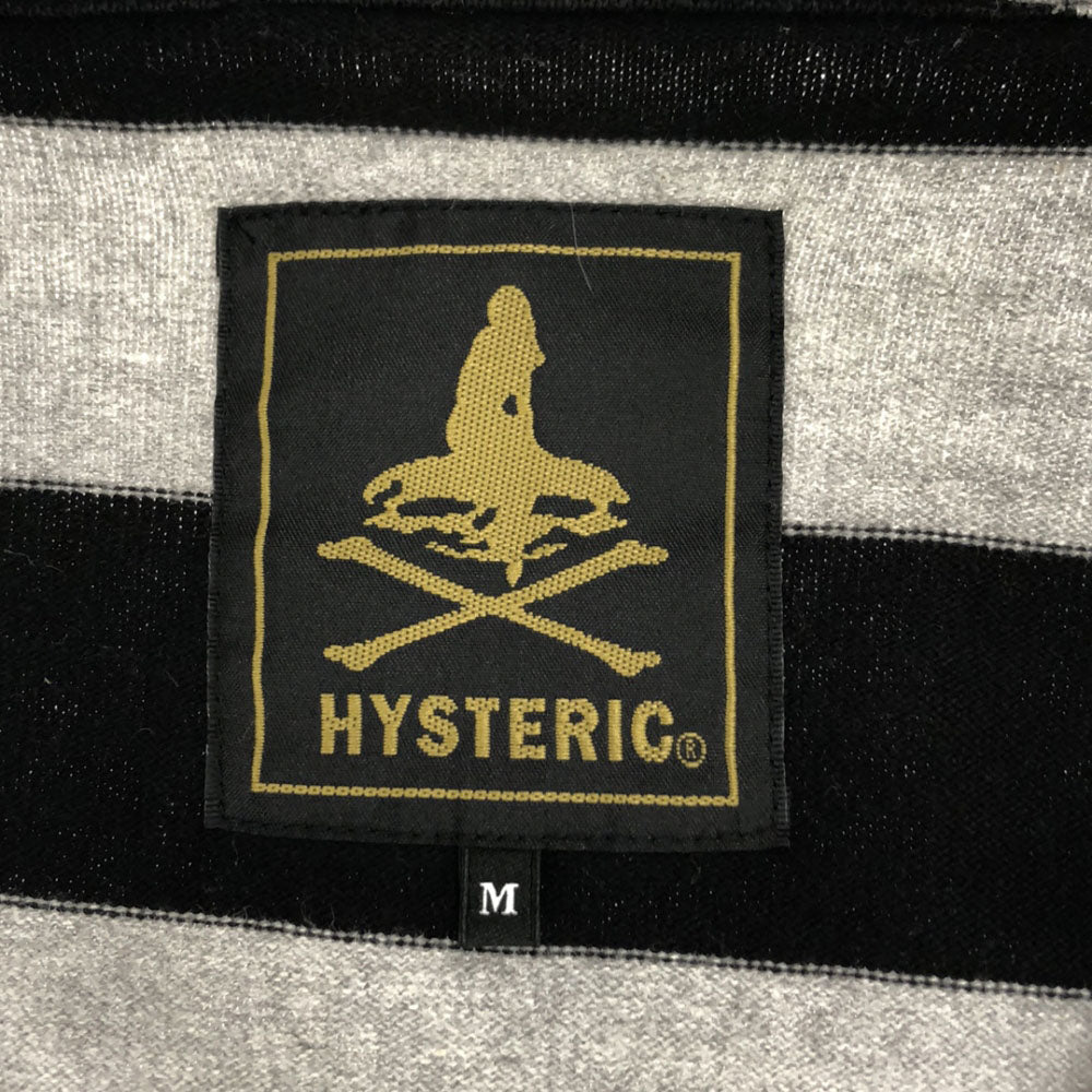 HYSTERIC ヒステリック 日本製 ボーダー スウェット テーラードジャケット M ブラック×グレー 刺繍 メンズ