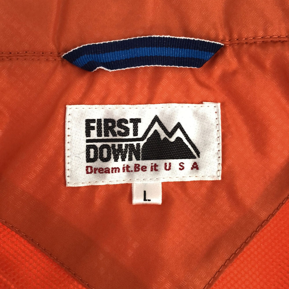 未使用 ファーストダウン ダイヤ柄 ジップジャケット L オレンジ FIRSTDOWN タグ付き フード収納可能 メンズ