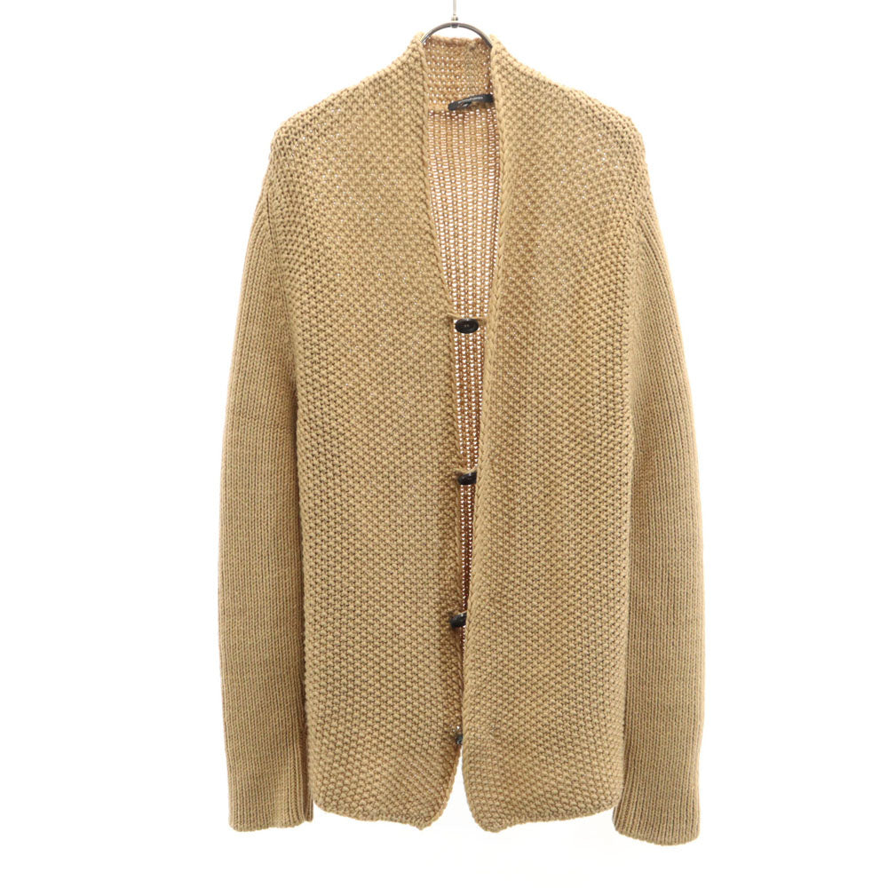 ジュリアーノフジワラ イタリア製 ウール 長袖 ニットカーディガン 46 ベージュ メンズ