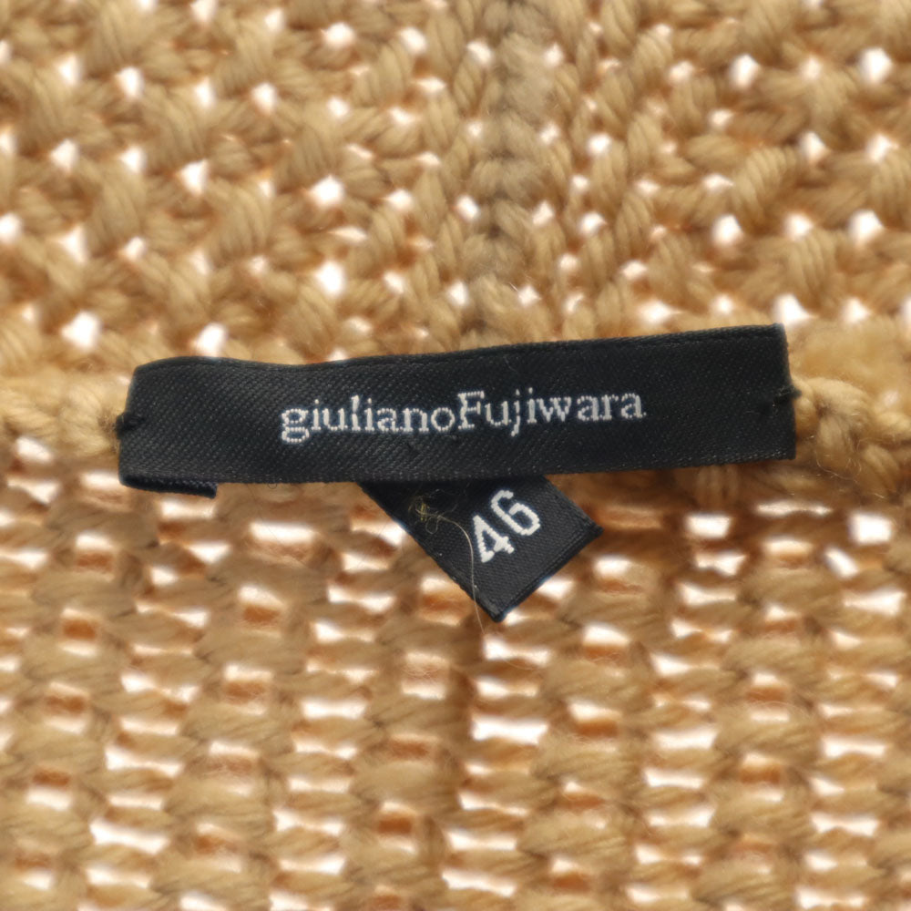 ジュリアーノフジワラ イタリア製 ウール 長袖 ニットカーディガン 46 ベージュ メンズ