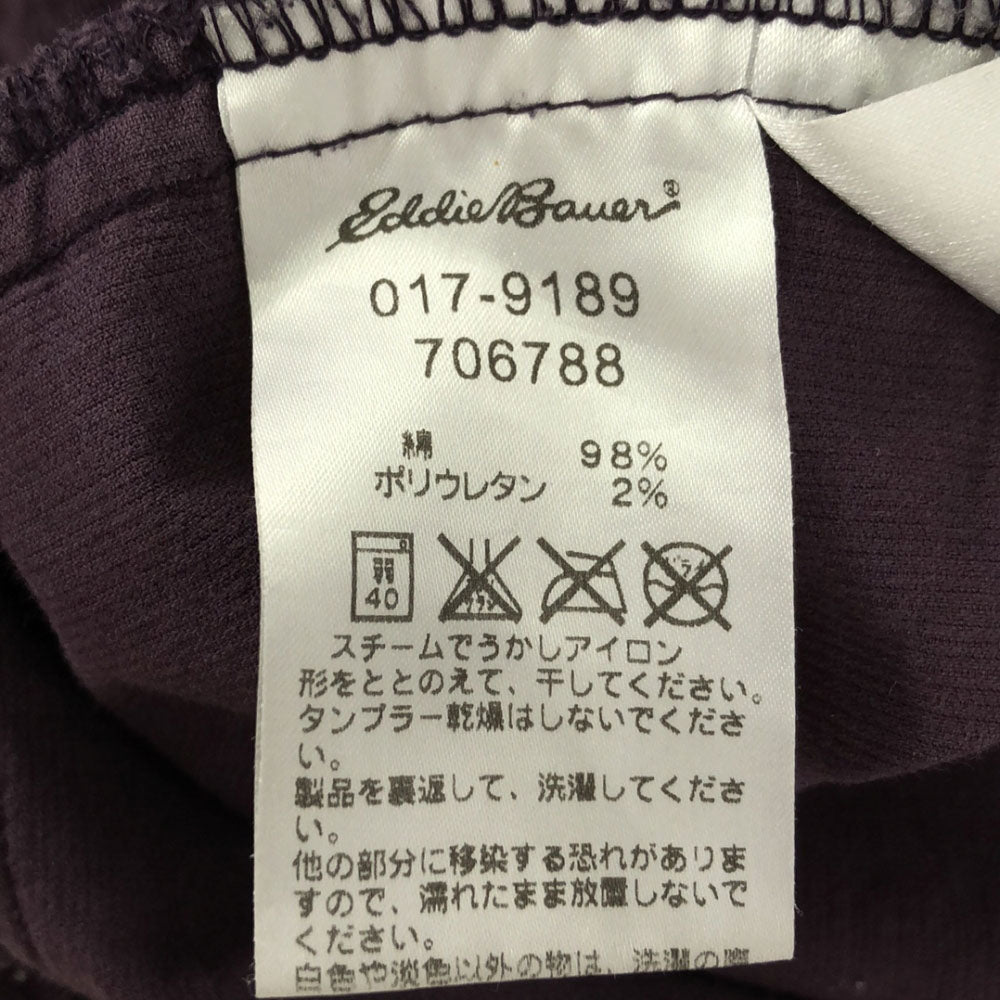 エディーバウアー 刺繍 長袖 コーデュロイ シャツワンピース PXL パープル Eddie Bauer ウエストリボン レディース