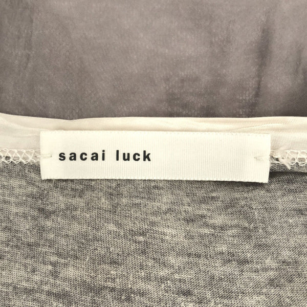 サカイラック 日本製 長袖 膝丈ワンピース グレー系 sacai luck サテン ドッキング 異素材 レディース