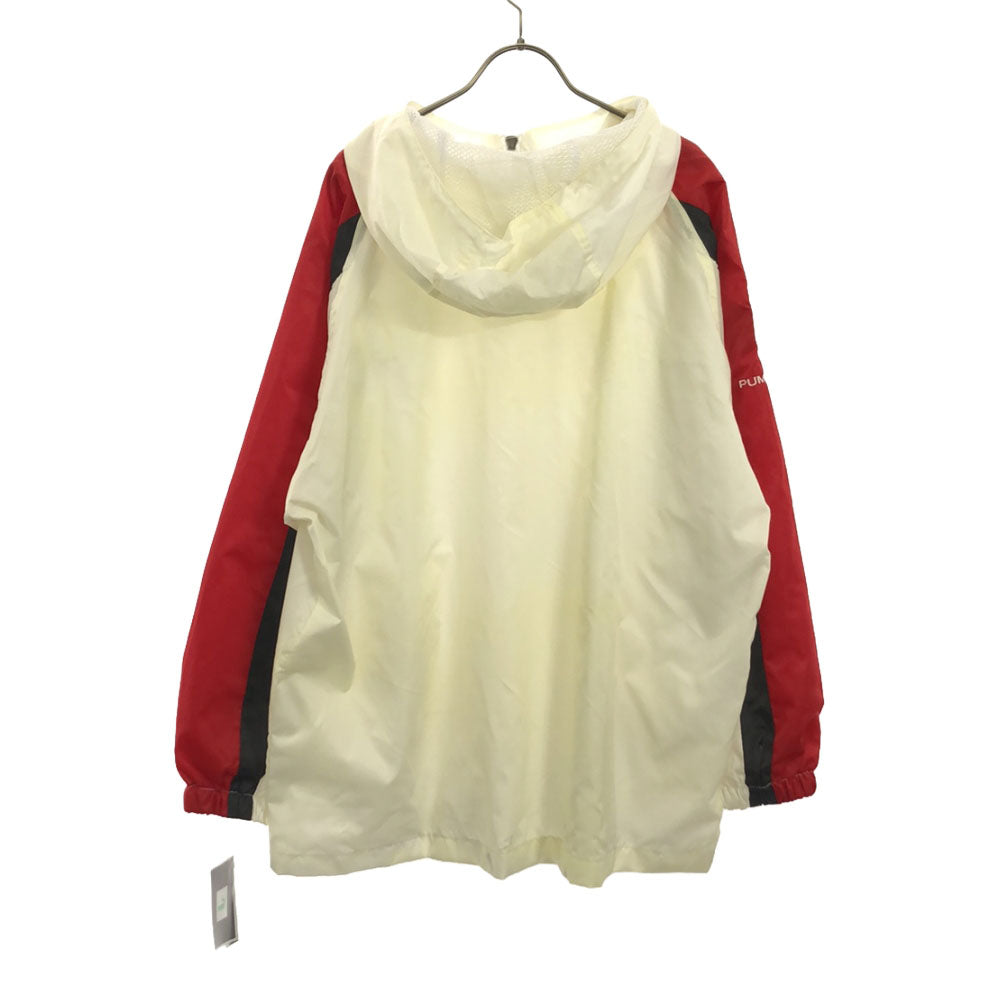PUMA プーマ 90s 未使用 トレーニング 長袖 ジップジャケット L ホワイト系 フード 裏メッシュ タグ付き オールド メンズ