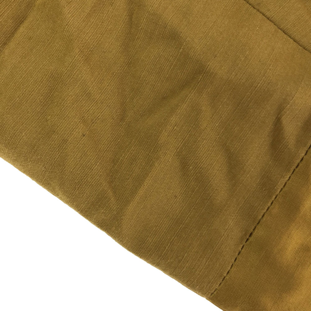 PAULE KA ポールカ リネンブレンド ノーカラージャケット 38 イエロー系 切替 ボタンレス レディース