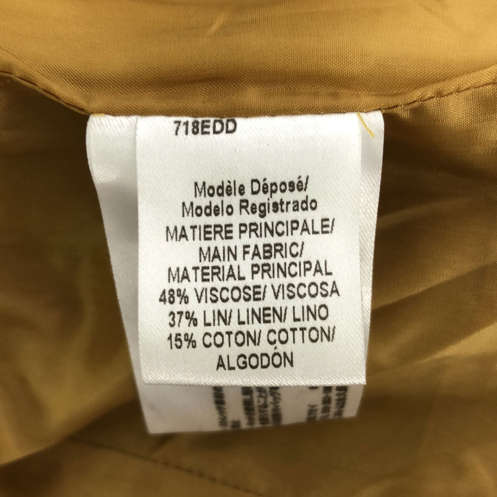 PAULE KA ポールカ リネンブレンド ノーカラージャケット 38 イエロー系 切替 ボタンレス レディース