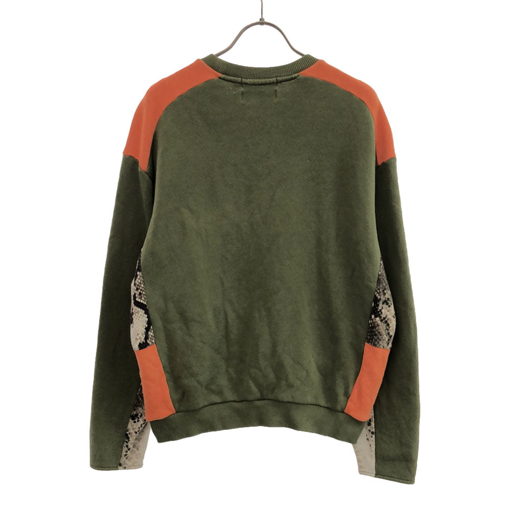 フレッドペリー アカネウツノミヤ コラボ ロゴ刺繍 長袖 スウェット トレーナー USA6 グリーン×オレンジ FRED PERRY AKANE UTSUNOMIYA レディース