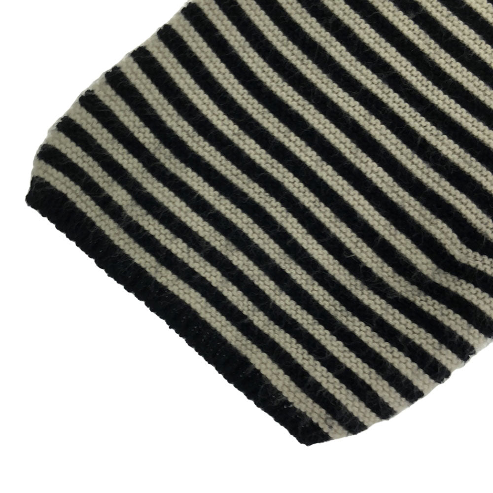 グッチ イタリア製 ボーダー柄 長袖 コットン ニット 8 ホワイト×ブラック GUCCI セーター 胸ポケット レディース