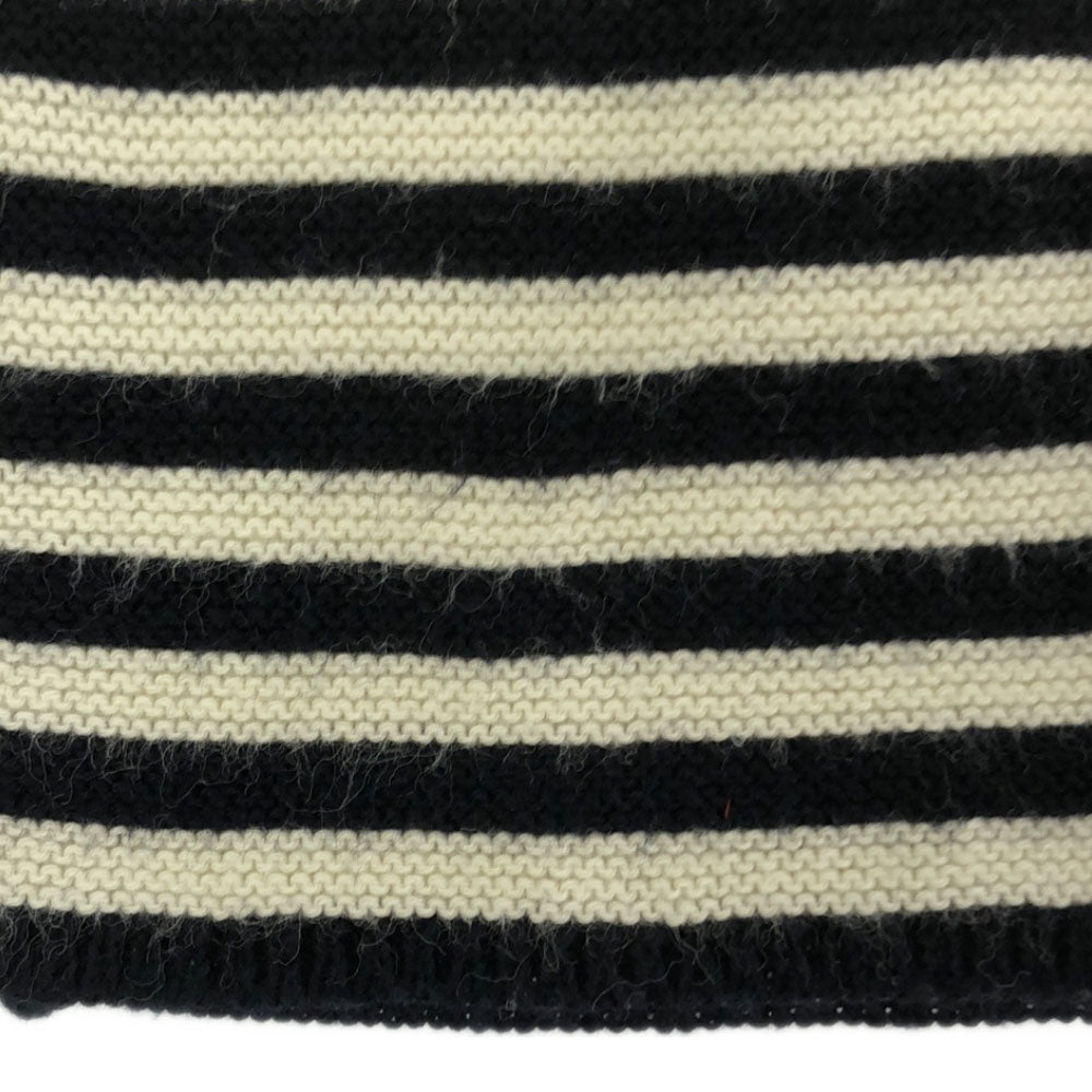 グッチ イタリア製 ボーダー柄 長袖 コットン ニット 8 ホワイト×ブラック GUCCI セーター 胸ポケット レディース