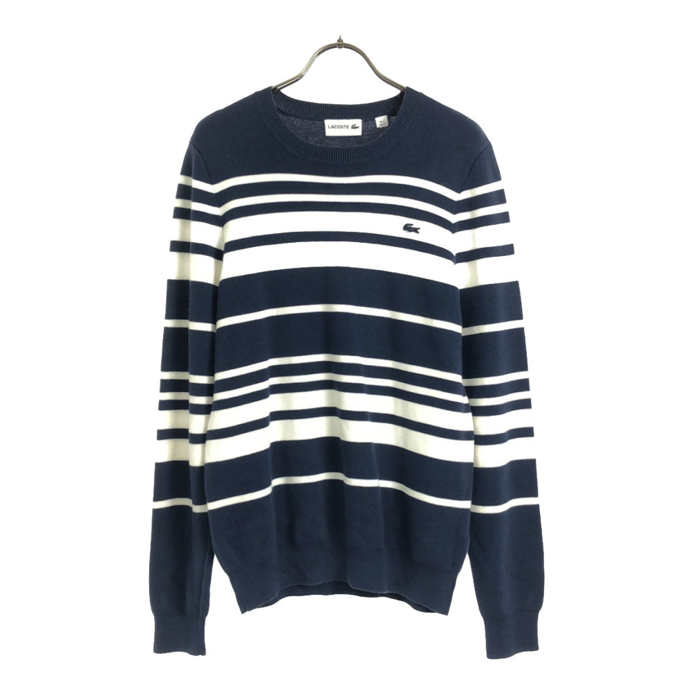 LACOSTE ラコステ ボーダー柄 長袖 コットン ニット XS ネイビー×ホワイト セーター メンズ
