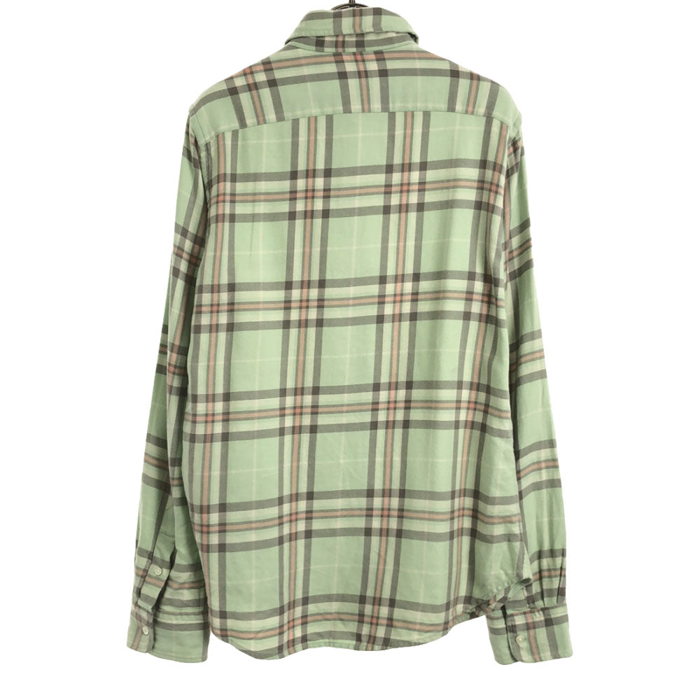 ポロラルフローレン ロゴ刺繍 チェック柄 長袖 コットンシャツ M ライトグリーン系 POLO RALPH LAUREN メンズ