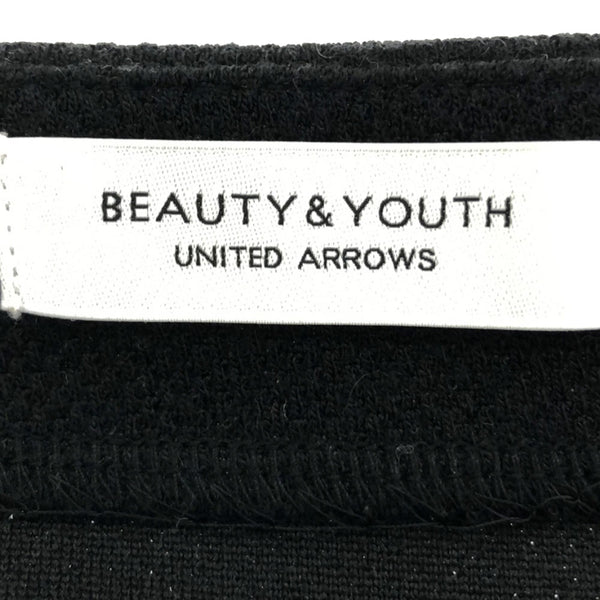 ビューティーアンドユース 日本製 長袖 ロングワンピース L ブラック BEAUTY＆YOUTH UNITED ARROWS 裾スリット レディース