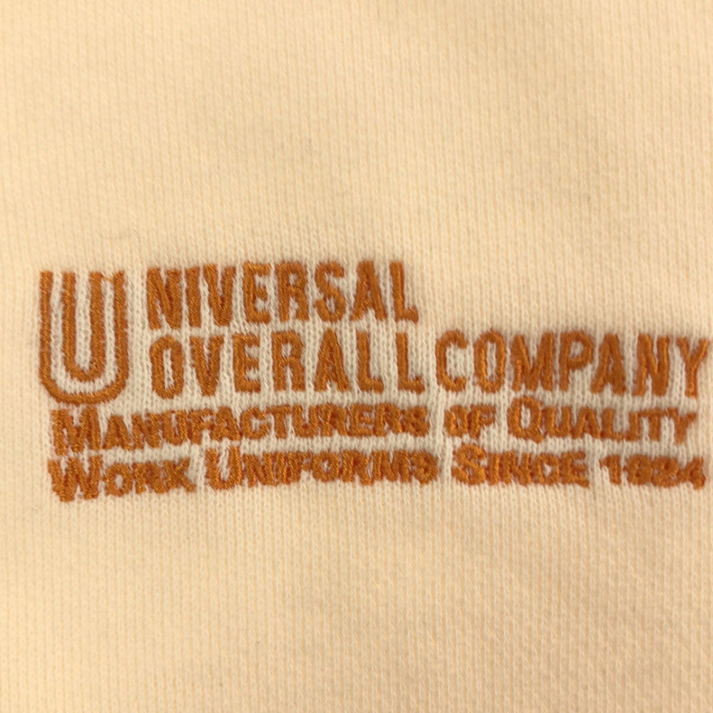 ユニバーサルオーバーオール ロゴ刺繍 長袖 スウェット トレーナー M アイボリー系 UNIVERSAL OVERALL メンズ