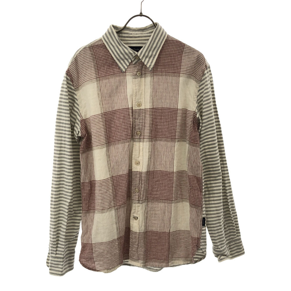 Paul Smith JEANS ポールスミス ジーンズ ボーダー チェック 長袖 コットンシャツ L ホワイト系 メンズ