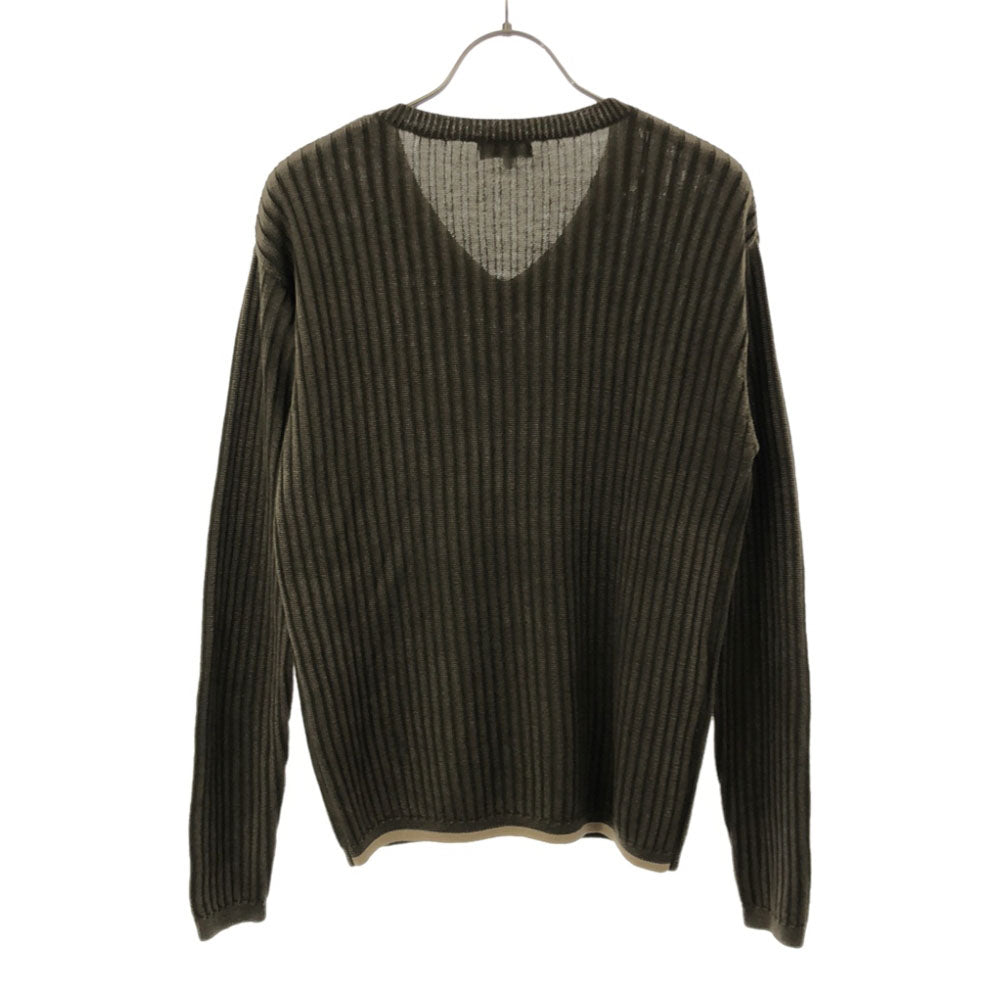 Paul Smith ポールスミス 日本製 ウール 長袖 Vネック セーター M カーキ ニット レディース