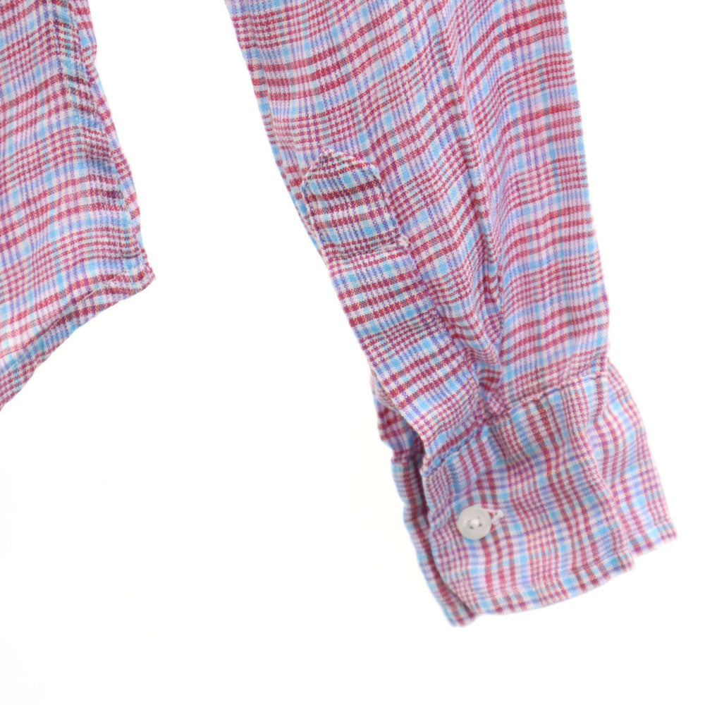 Frank&Eileen フランクアンドアイリーン USA製 チェック 長袖 リネンシャツ XXS ピンク系 レディース