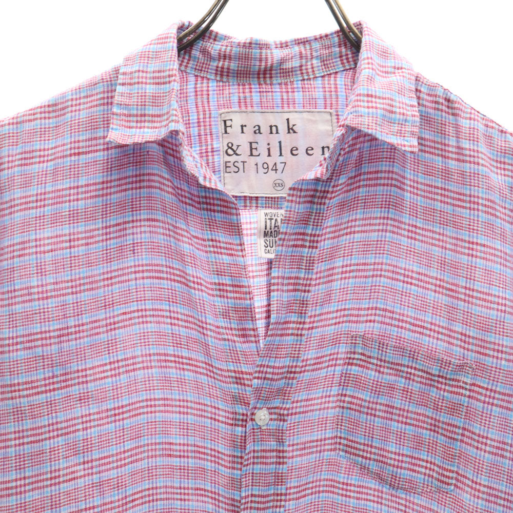 Frank&Eileen フランクアンドアイリーン USA製 チェック 長袖 リネンシャツ XXS ピンク系 レディース