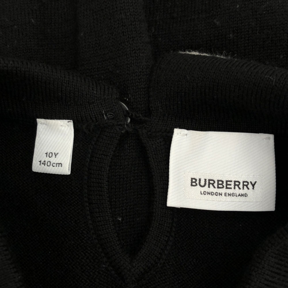 バーバリーロンドンイングランド ワッペン 長袖 ニット ワンピース 140 ブラック BURBERRY LONDON ENGLAND キッズ