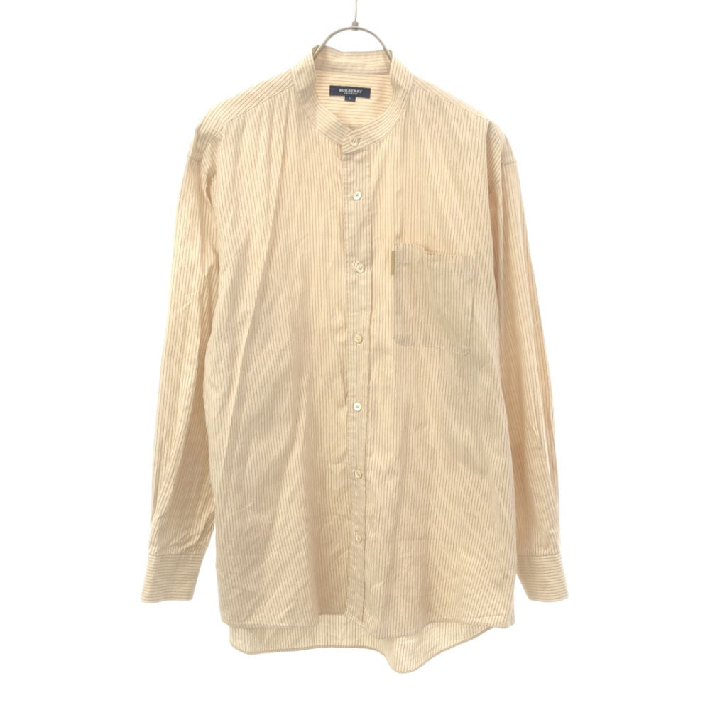バーバリーロンドン 三陽商会 ストライプ 長袖 バンドカラーシャツ L ベージュ系 BURBERRY LONDON メンズ