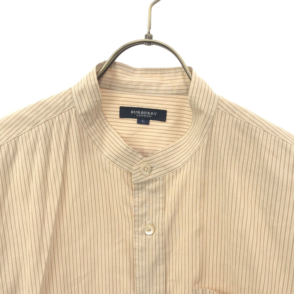 バーバリーロンドン 三陽商会 ストライプ 長袖 バンドカラーシャツ L ベージュ系 BURBERRY LONDON メンズ