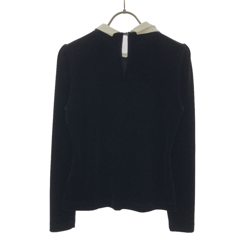 ベロア ノワール バイ フォクシー ニューヨーク 長袖 ベロア カットソー 38 ブラック×ホワイト VELOUR NOIR by FOXEY レディース