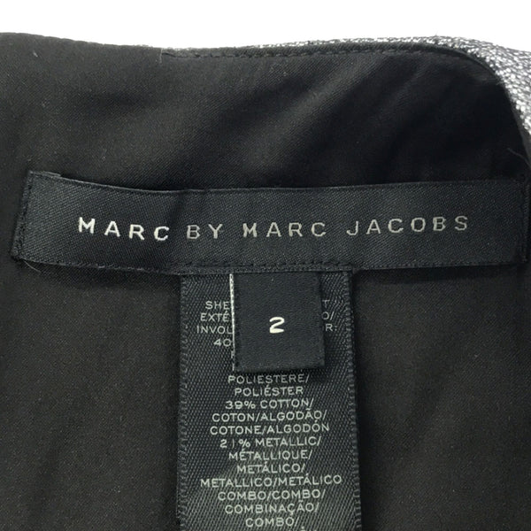 マークバイマークジェイコブス ラメボーダー 半袖 ワンピース 2 ブラック×シルバー MARC BY MARC JACOBS レディース