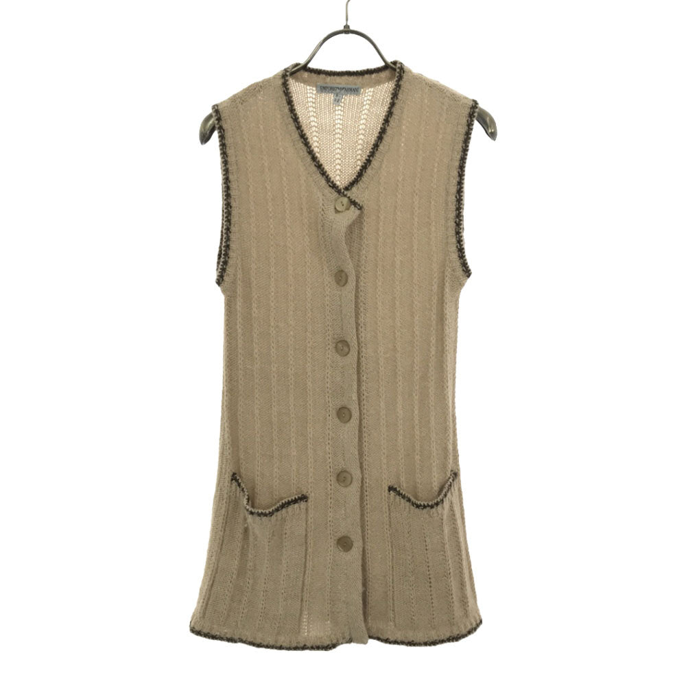 Emporio Armani エンポリオアルマーニ 90s イタリア製 アルパカブレンド ニットベスト 40 ベージュ系 オールド レディース